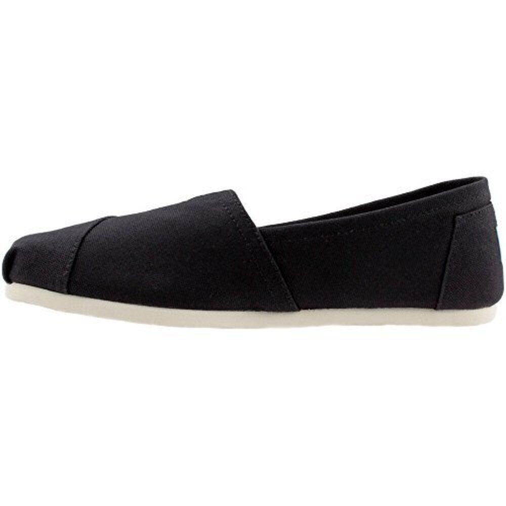 NEW TOMS WOMEN'S CLASSIC ALPARGATA SLIP-ON SHOE BLACK ON BLACK CANVAS 10 M